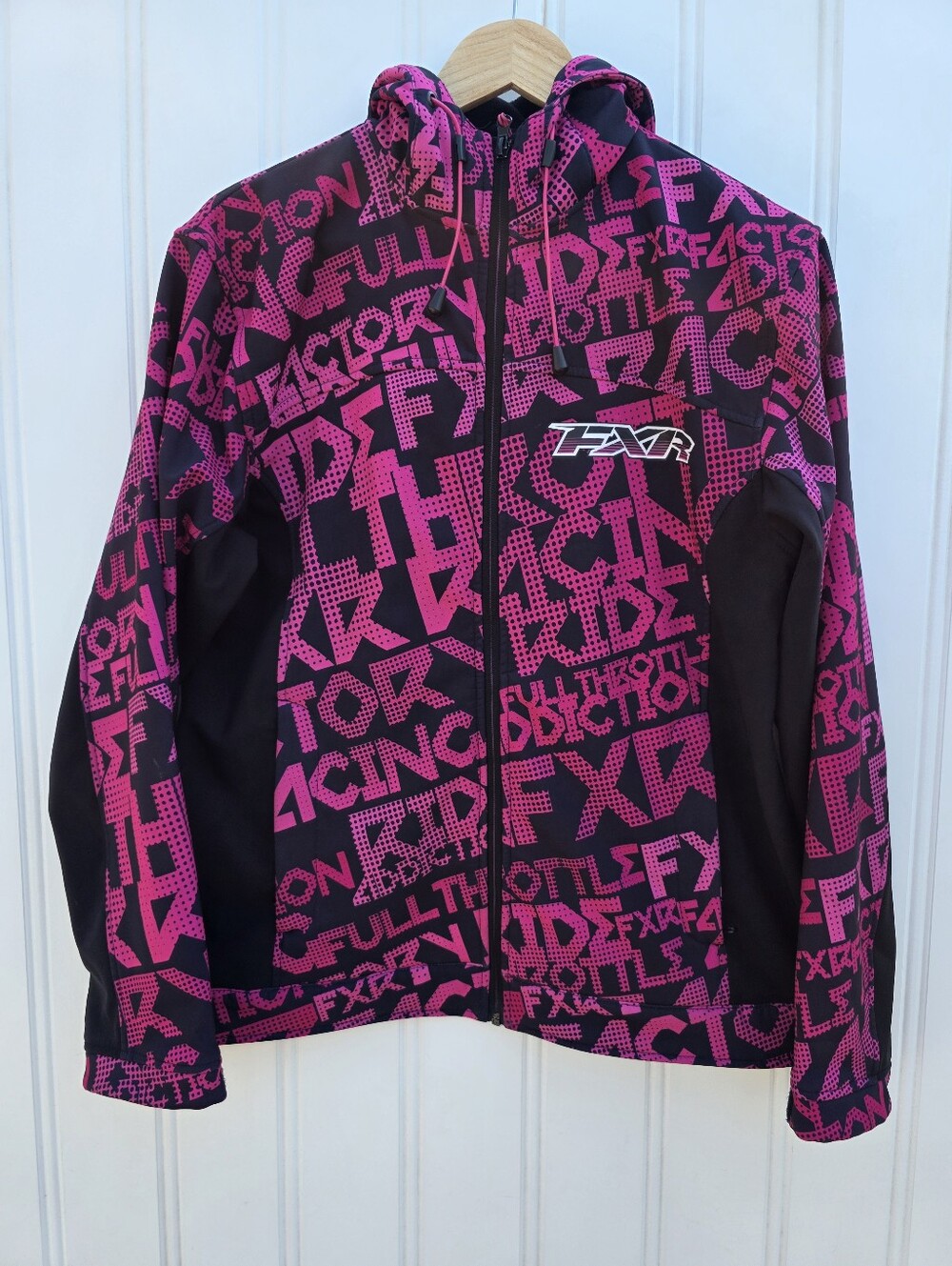 FXR Racing Hot Pink Black Softshell Lined Zip Up Jacket Womens Size 8